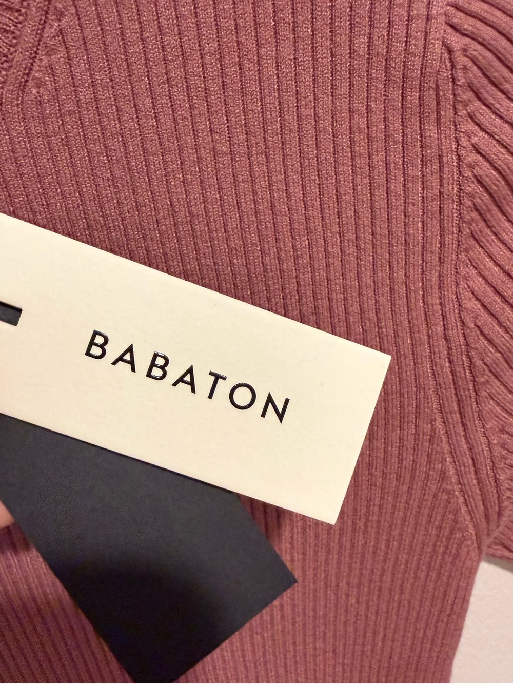 Aritzia Babaton Compel Turtleneck Sweater Red Willow Mauve Pink Ribbed S New - Picture 8 of 11